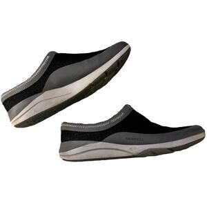 Merrell Women's Performance Slip-on Shoes in Black Mesh and Gray Trim, Size 9.5